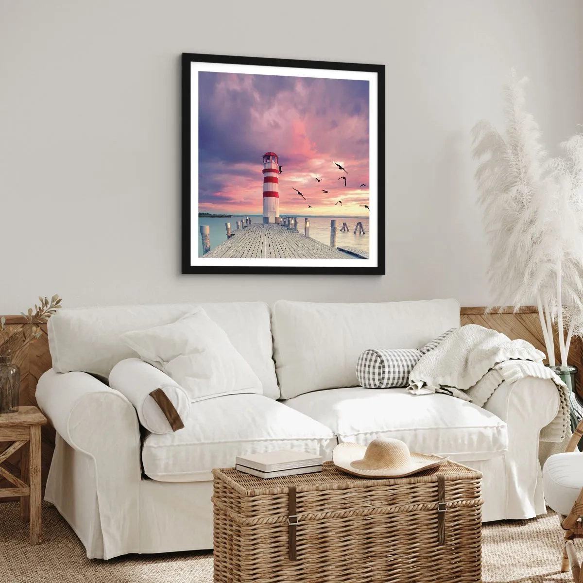 Affiche dans un cadre noir - Poster - C'est l'heure d'aller au port - 60x60 cm