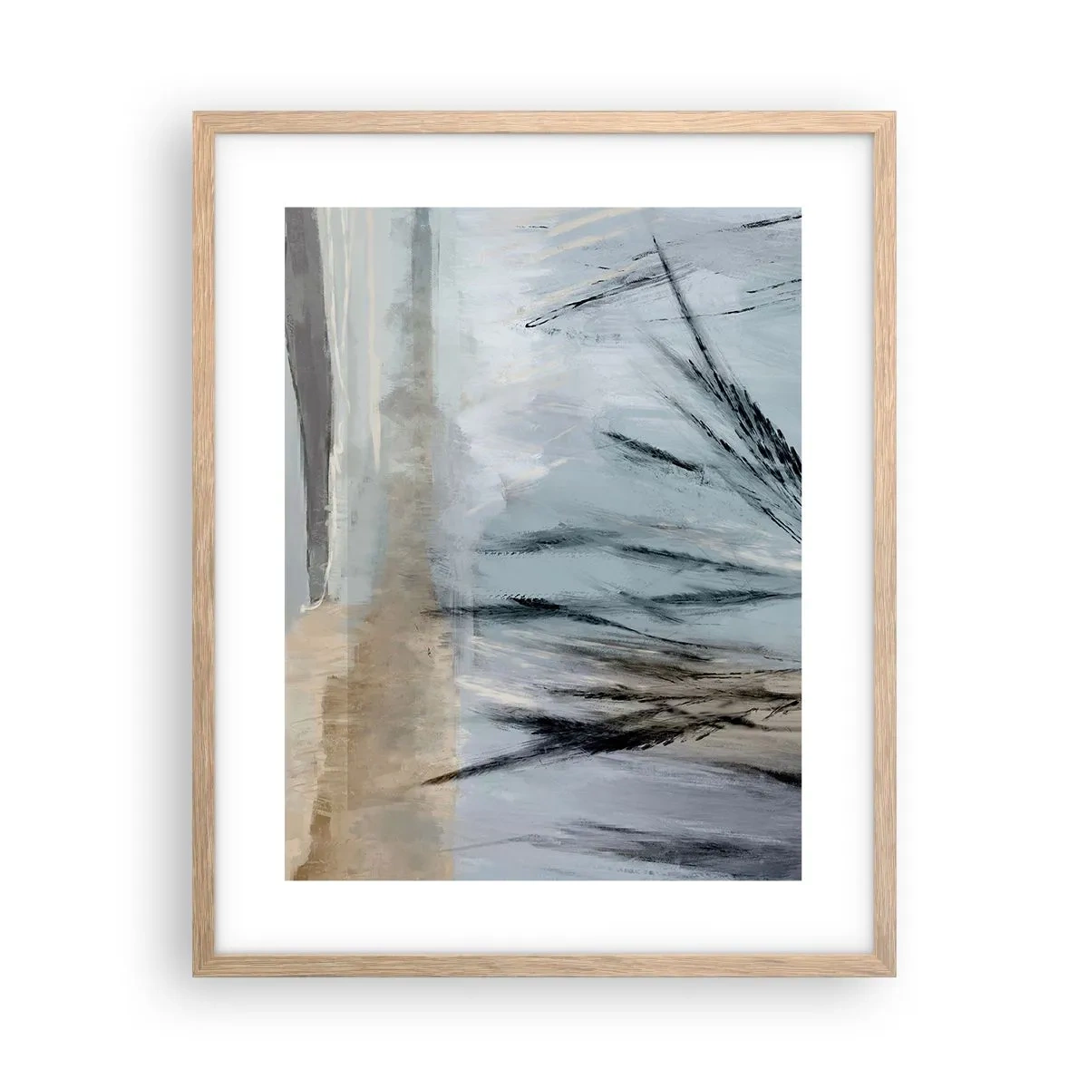 Affiche dans un chêne clair - Poster - Champs d'hiver - 40x50 cm
