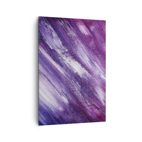 Impression sur toile - Image sur toile - Coups de pinceau abstraits dans des tons de violet et de rose - 70x100cm - Quand le vent ensoleillé souffle - Décoration murale moderne pour le salon et la chambre ARTTOR
