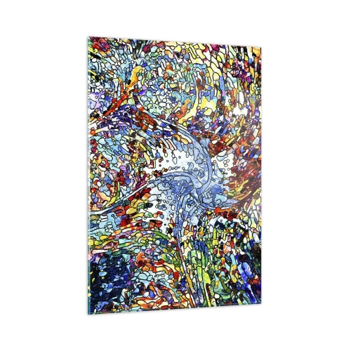 Impression sur verre - Image sur verre - Motifs abstraits colorés rappelant les vitraux - 50x70cm - Goutte de vitrail - Décoration murale moderne pour le salon et la chambre ARTTOR