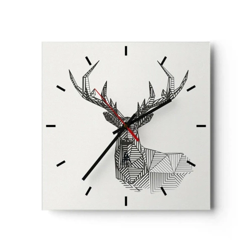 Horloge murale - Pendule murale - Cerf dans un style cubique - 40x40 cm