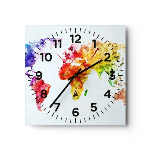 Horloge murale - Pendule murale - Toutes les couleurs du monde - 30x30 cm