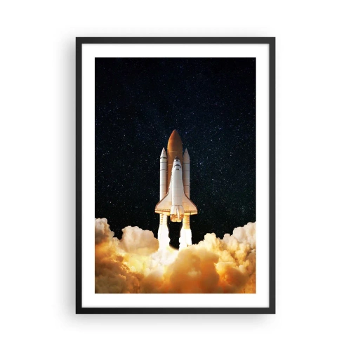 Affiche dans un cadre noir - Poster - Une navette spatiale décollant sous un ciel étoilé - 50x70cm - Ad astra! - Décoration murale moderne pour le salon et la chambre ARTTOR