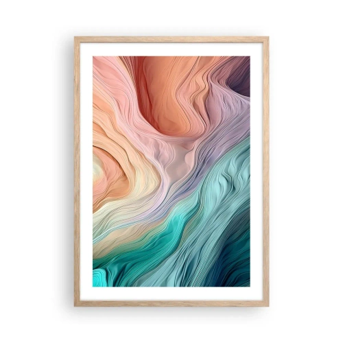 Affiche dans un chêne clair - Poster - Vague arc-en-ciel - 50x70 cm