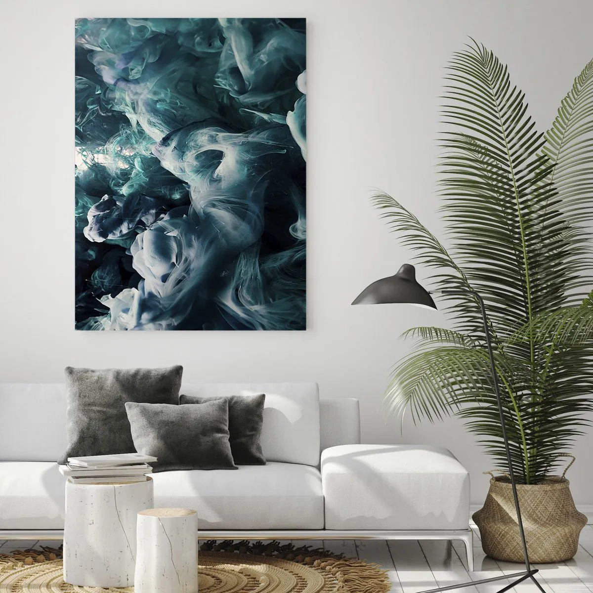 Impression sur verre - Image sur verre - La danse des peintures dans l'eau crée des formes abstraites - 50x70cm - Mouvement des couleurs - Décoration murale moderne pour le salon et la chambre ARTTOR