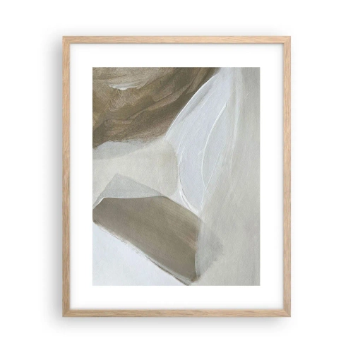 Affiche dans un chêne clair - Poster - Une vague de blanc - 40x50 cm