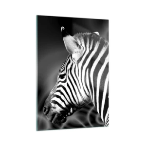 Impression sur verre - Image sur verre - Zèbre en esthétique noir et blanc - 50x70cm - Blanc c'est blanc et noir c'est noir - Décoration murale moderne pour le salon et la chambre ARTTOR