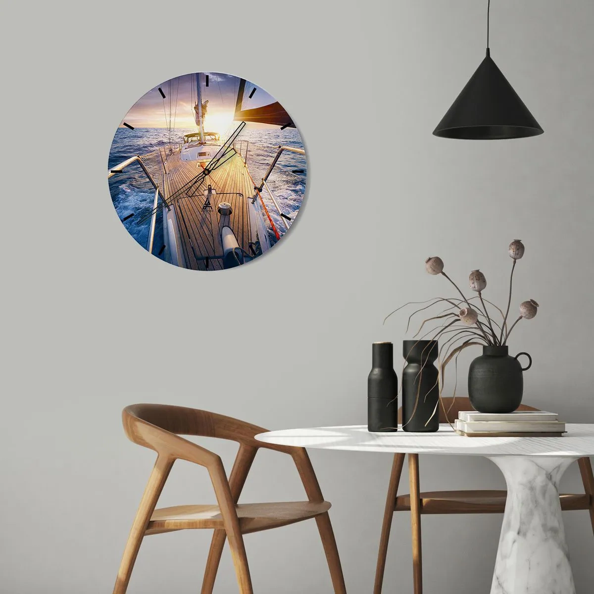 Horloge murale - Pendule murale - Courir sur les vagues - 30x30 cm