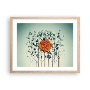 Affiche dans un chêne clair - Poster - Soleil japonnais - 50x40 cm