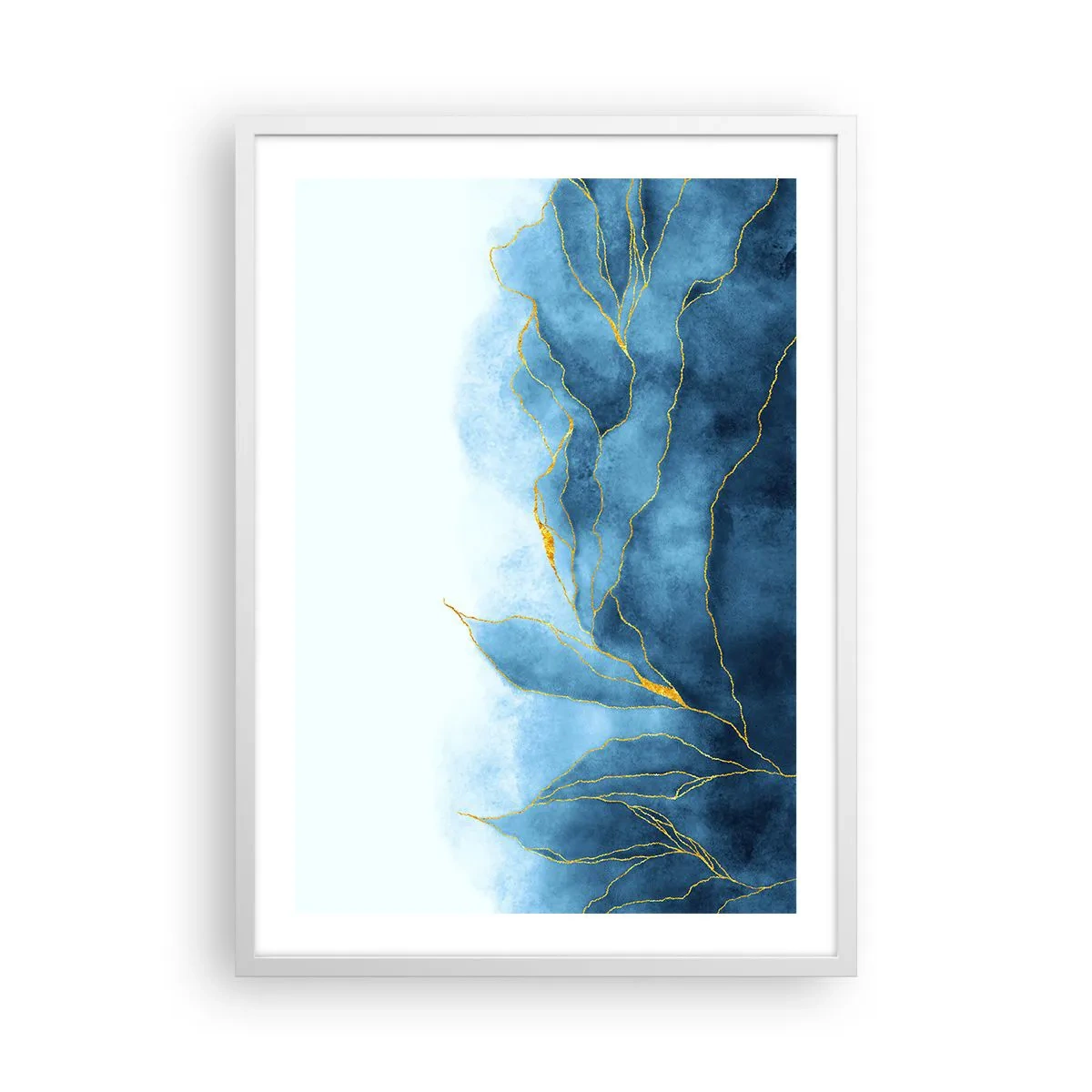Affiche dans un cadre blanc - Poster - Bleu doré - 50x70 cm