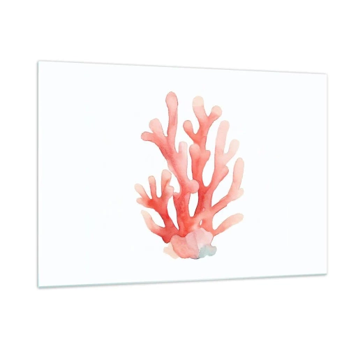 Impression sur verre - Image sur verre - Corail rose aquarelle sur fond blanc - 120x80cm - Corail couleur corail - Décoration murale moderne pour le salon et la chambre ARTTOR