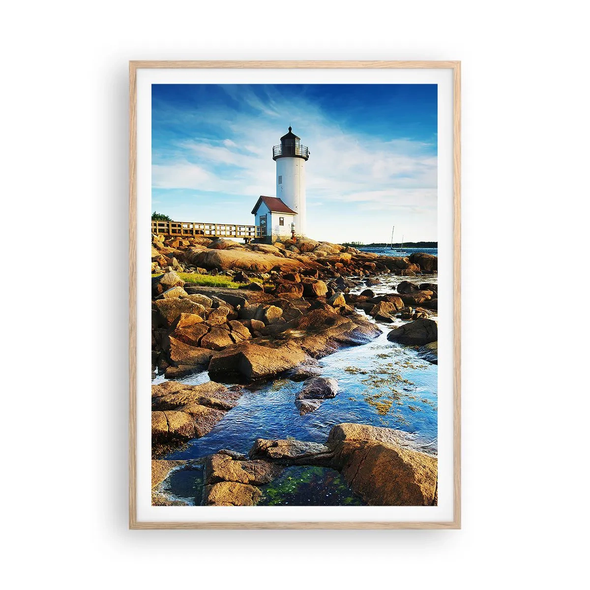 Affiche dans un chêne clair - Poster - Revenez heureux, j'attends - 70x100 cm