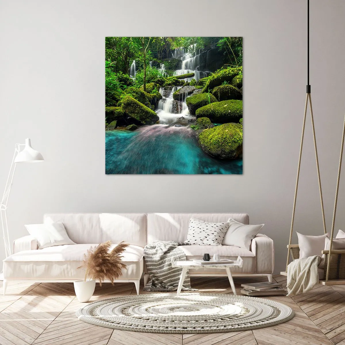 Impression sur toile - Image sur toile - Turquoise, saphirs et argent liquide - 60x60 cm