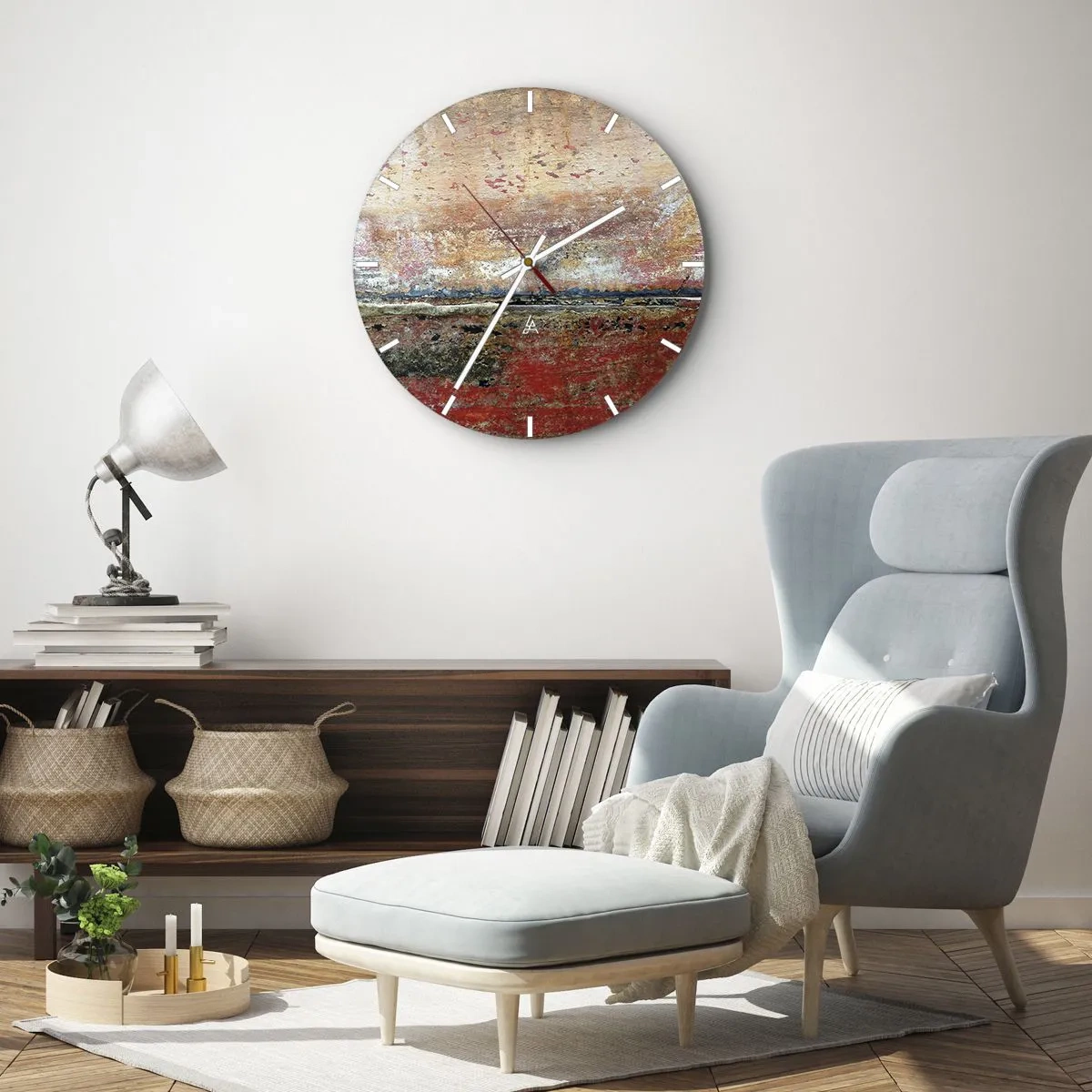Horloge murale - Pendule murale - Un paysage abstrait avec de la texture et des tons de terre chauds. - 30x30cm - C'est peut-être la mer - Décoration murale moderne pour le salon, la cuisine et la chambre ARTTOR