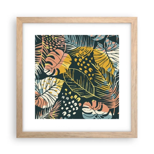 Affiche dans un chêne clair - Poster - Fantaisie feuillue - 30x30 cm