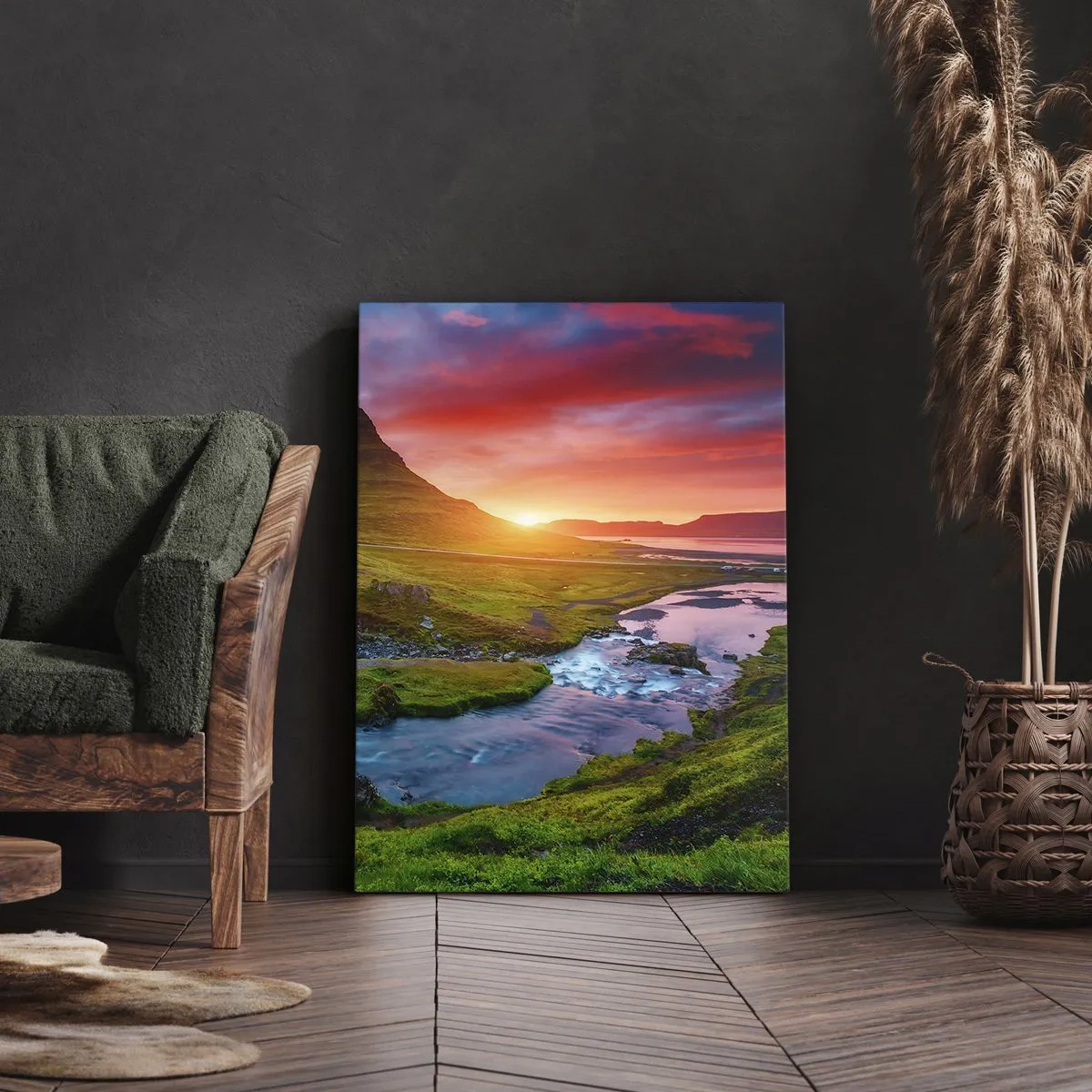 Impression sur toile - Image sur toile - Islande - feu et eau - 55x100 cm