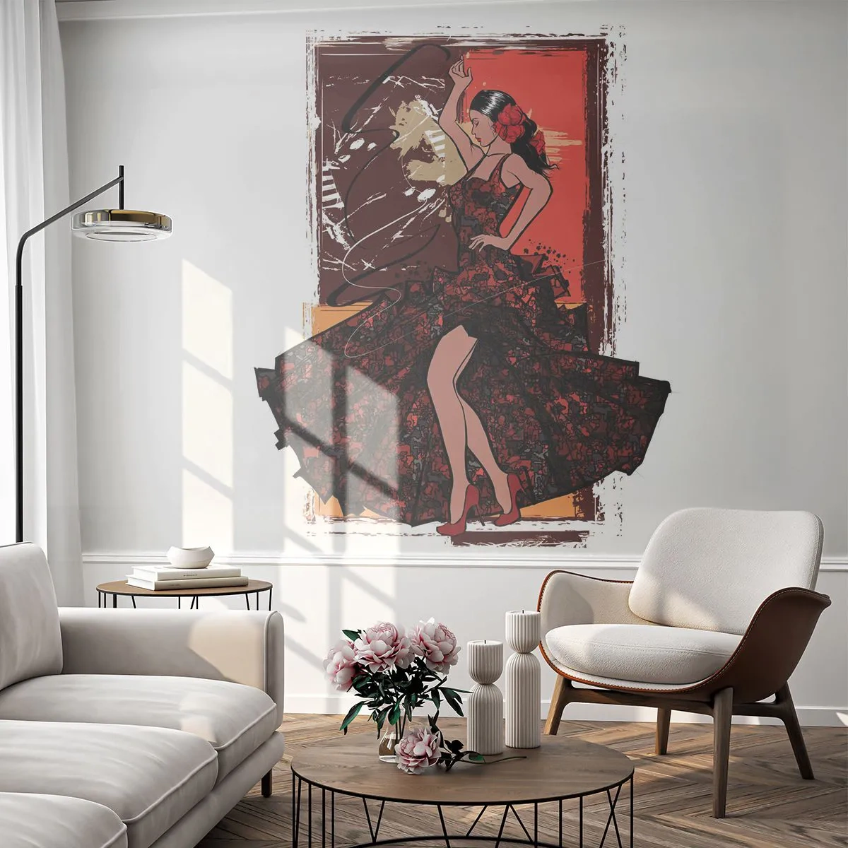 Papier Peint Autocollant Deluxe Sticker - Au rythme du cœur - Danseur, Flamenco, Danse - 250x175 cm