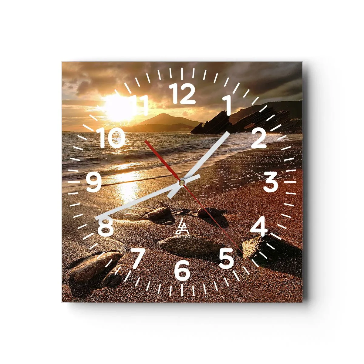 Horloge murale - Pendule murale - Suivez le soleil sur les collines - 40x40 cm