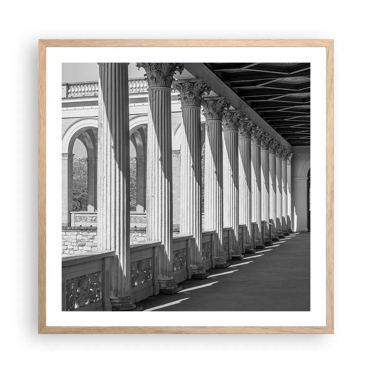 Affiche dans un chêne clair - Poster - Arcade ensoleillée - 60x60 cm