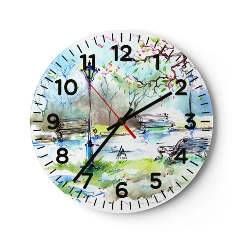 Horloge murale - Pendule murale - Le charme du silence d'un parc - 40x40 cm