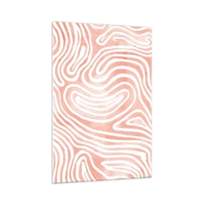Impression sur verre - Image sur verre - Motif abstrait dans les tons de rose et de blanc - 70x100cm - Dans le labyrinthe de corail - Décoration murale moderne pour le salon et la chambre ARTTOR