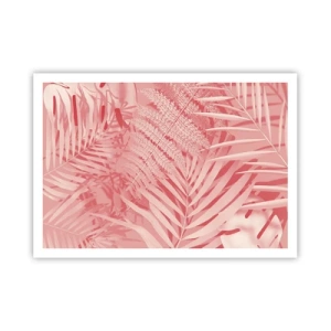 Affiche - Poster - Feuilles tropicales roses dans un style délicat et minimaliste - 100x70cm - Concept de rose - Décoration murale moderne pour le salon et la chambre ARTTOR