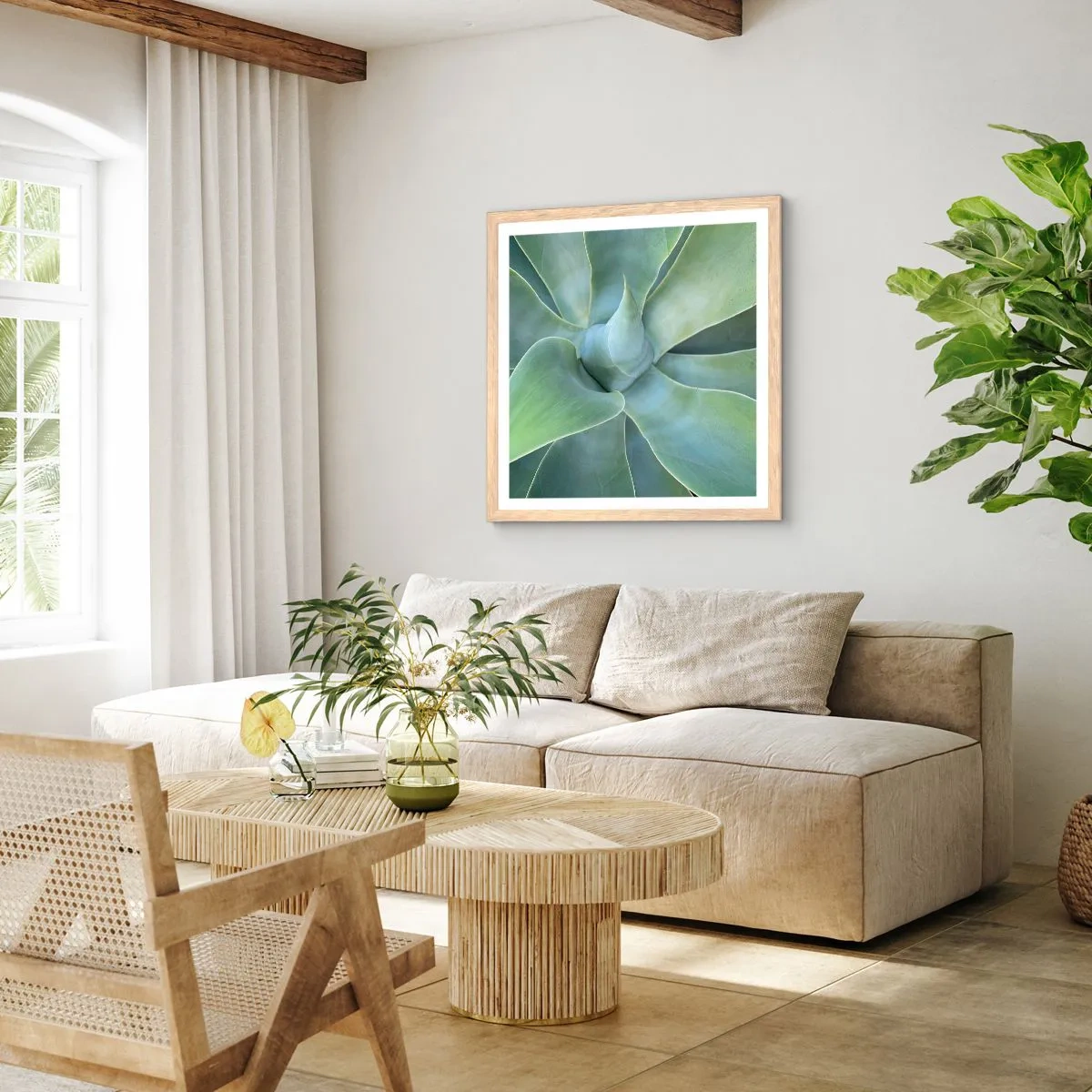 Affiche dans un chêne clair - Poster - La naissance de la verdure - 40x40 cm