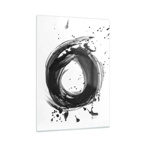 Impression sur verre - Image sur verre - Une composition minimaliste sous la forme d'un pinceau noir sur blanc - 50x70cm - Le tourbillon de la création - Décoration murale moderne pour le salon et la chambre ARTTOR