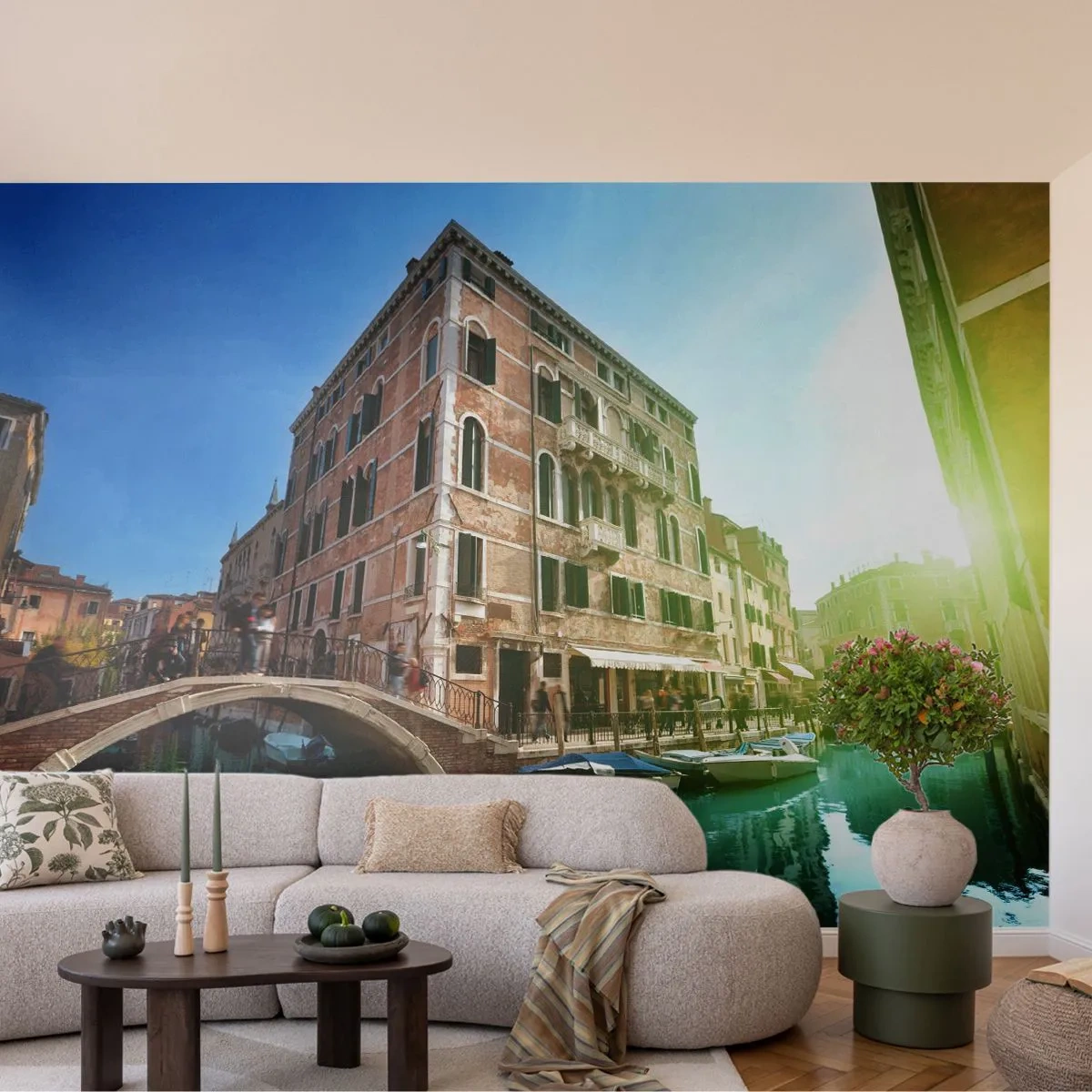Papier Peint Photo Premium Canvas - Venise - Amore Moi - Ville, Venise, Gondoles - 250x175 cm