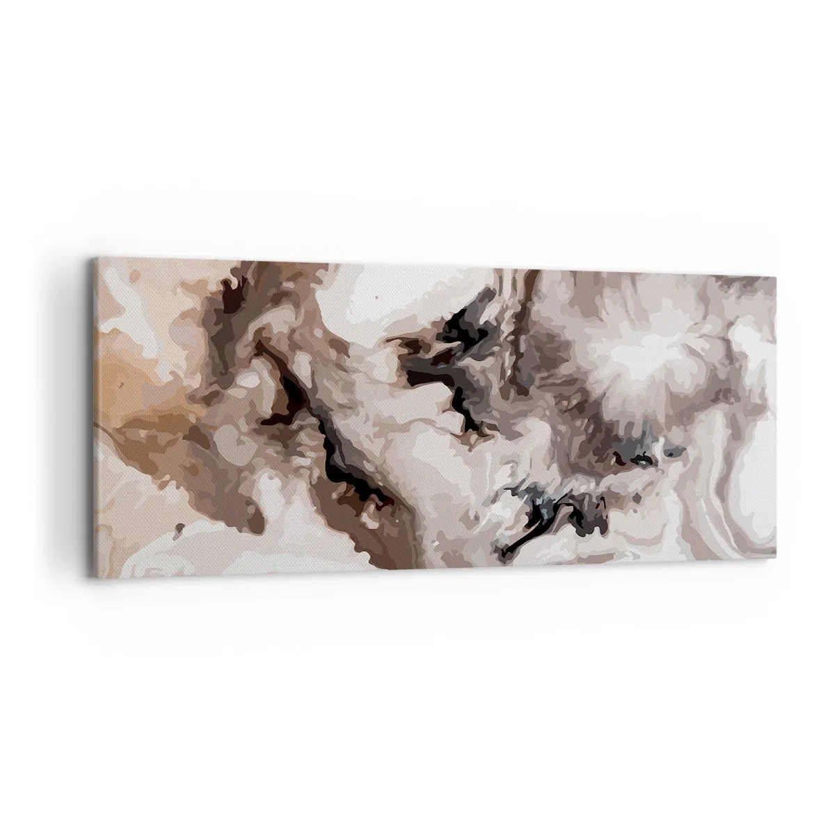 Impression sur toile - Image sur toile - Motif abstrait dans les tons de marron et de blanc - 120x50cm - La naissance d'une galaxie - Décoration murale moderne pour le salon et la chambre ARTTOR