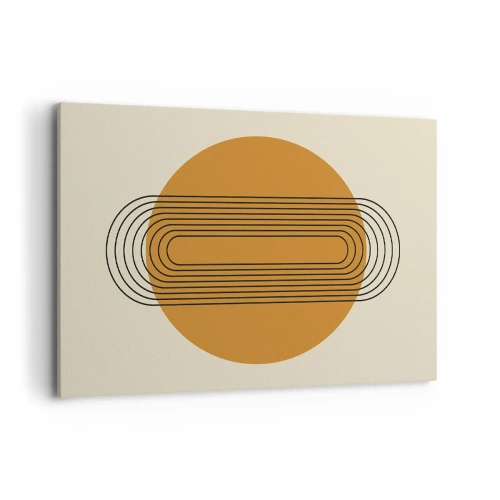 Impression sur toile - Image sur toile - Motif géométrique avec des cercles et des lignes orange - 100x70cm - Plan idéal - Décoration murale moderne pour le salon et la chambre ARTTOR