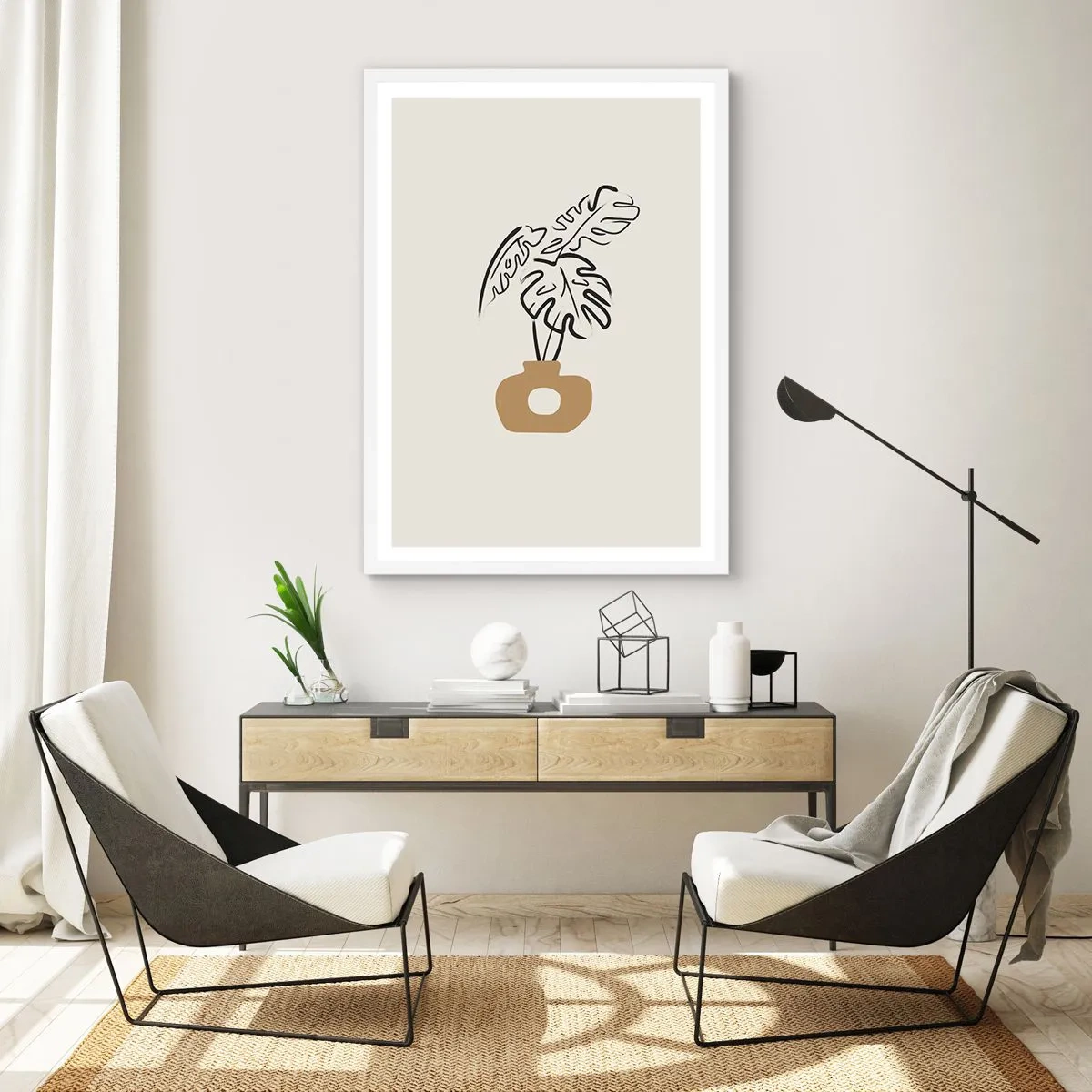 Affiche dans un cadre blanc - Poster - Monstera – décoration de la maison - 40x50 cm