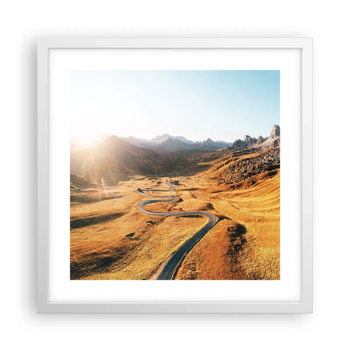 Affiche dans un cadre blanc - Poster - Dans une vallée dorée - 40x40 cm