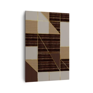 Impression sur toile - Image sur toile - Motifs géométriques dans les tons de marron avec des lignes dorées - 70x100cm - Mozaique de bronze et d'or - Décoration murale moderne pour le salon et la chambre ARTTOR