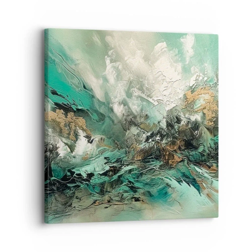 Impression sur toile - Image sur toile - Ressac émeraude et noir - 30x30 cm