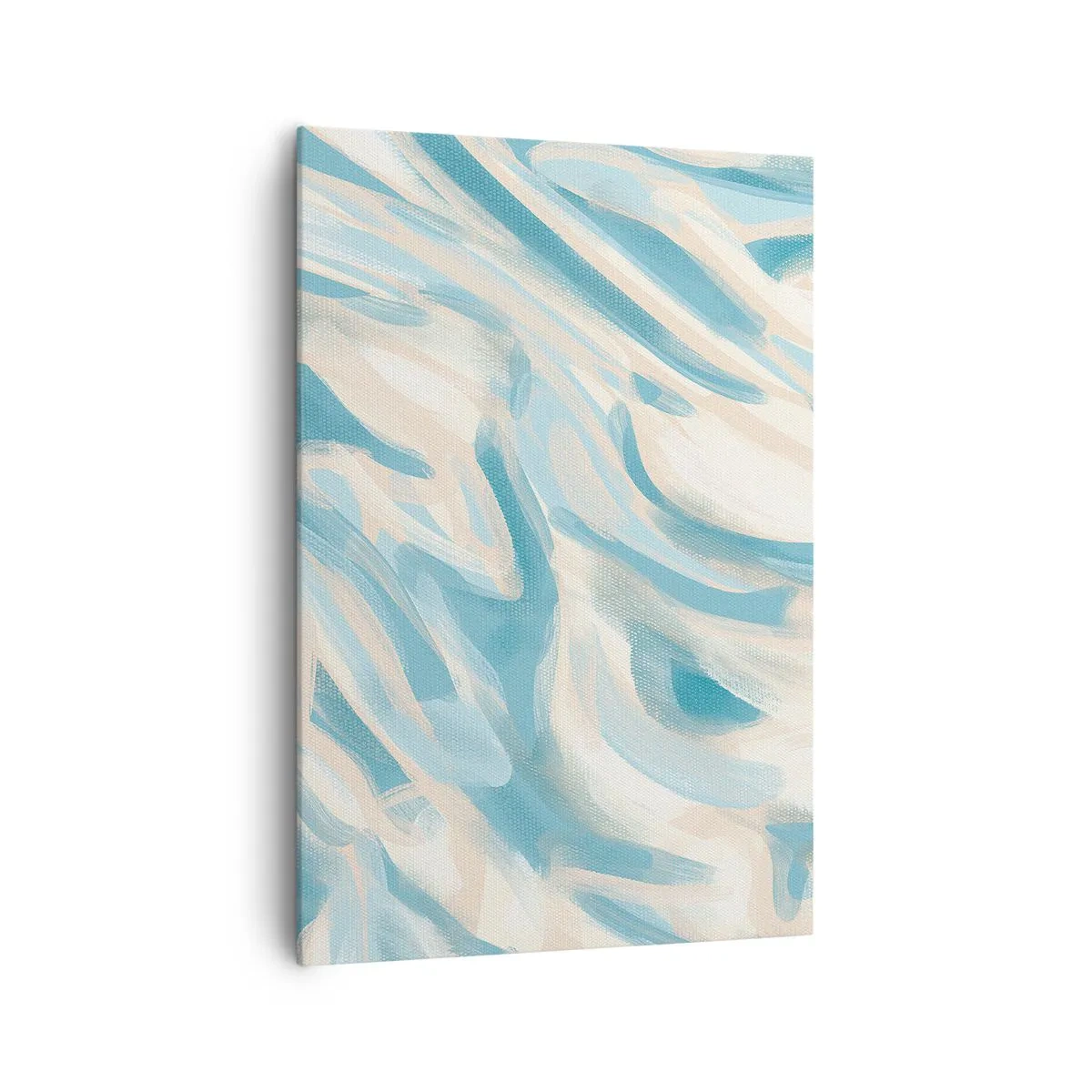 Impression sur toile - Image sur toile - Des stries bleues abstraites sur un fond clair - 70x100cm - Brise printanière - Décoration murale moderne pour le salon et la chambre ARTTOR