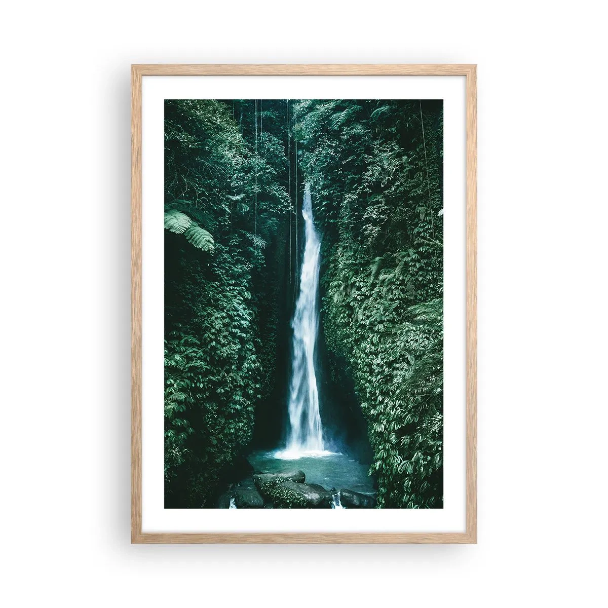 Affiche dans un chêne clair - Poster - Fontaine tropicale - 50x70 cm