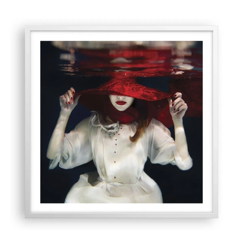 Affiche dans un cadre blanc - Poster - Femme mystérieuse - 60x60 cm