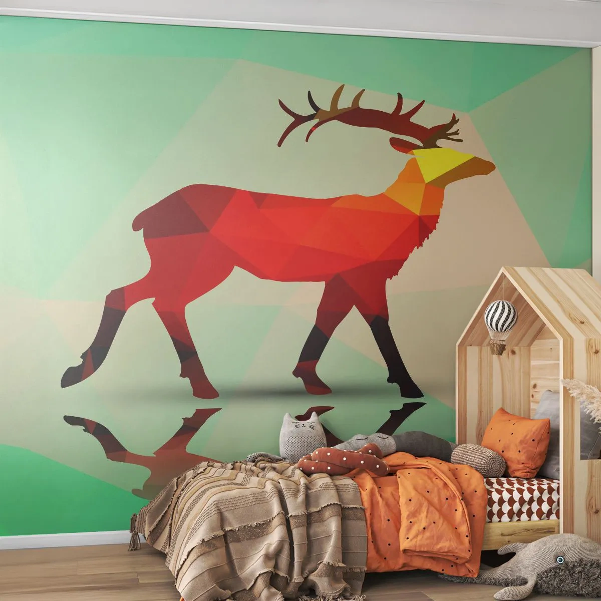 Papier Peint Photo Premium Canvas - Cerf géométrique - Animaux, Cerf, Figure géométrique - 250x175 cm