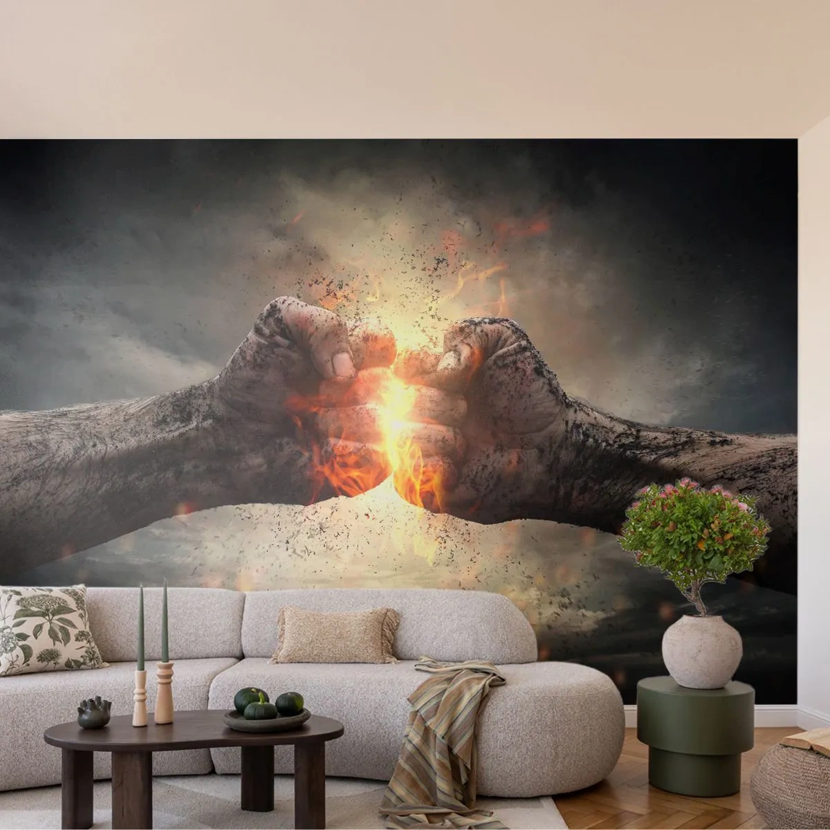 Papier Peint Photo Premium Canvas - Lève-toi pour le combat - Abstraction, Main serrée, Forcer - 350x256 cm