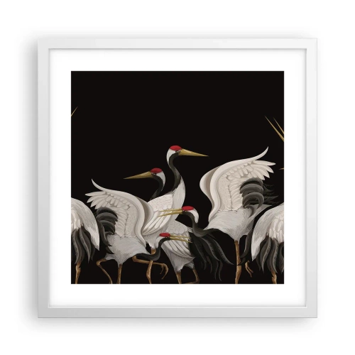Affiche dans un cadre blanc - Poster - Histoire d'oiseaux - 40x40 cm