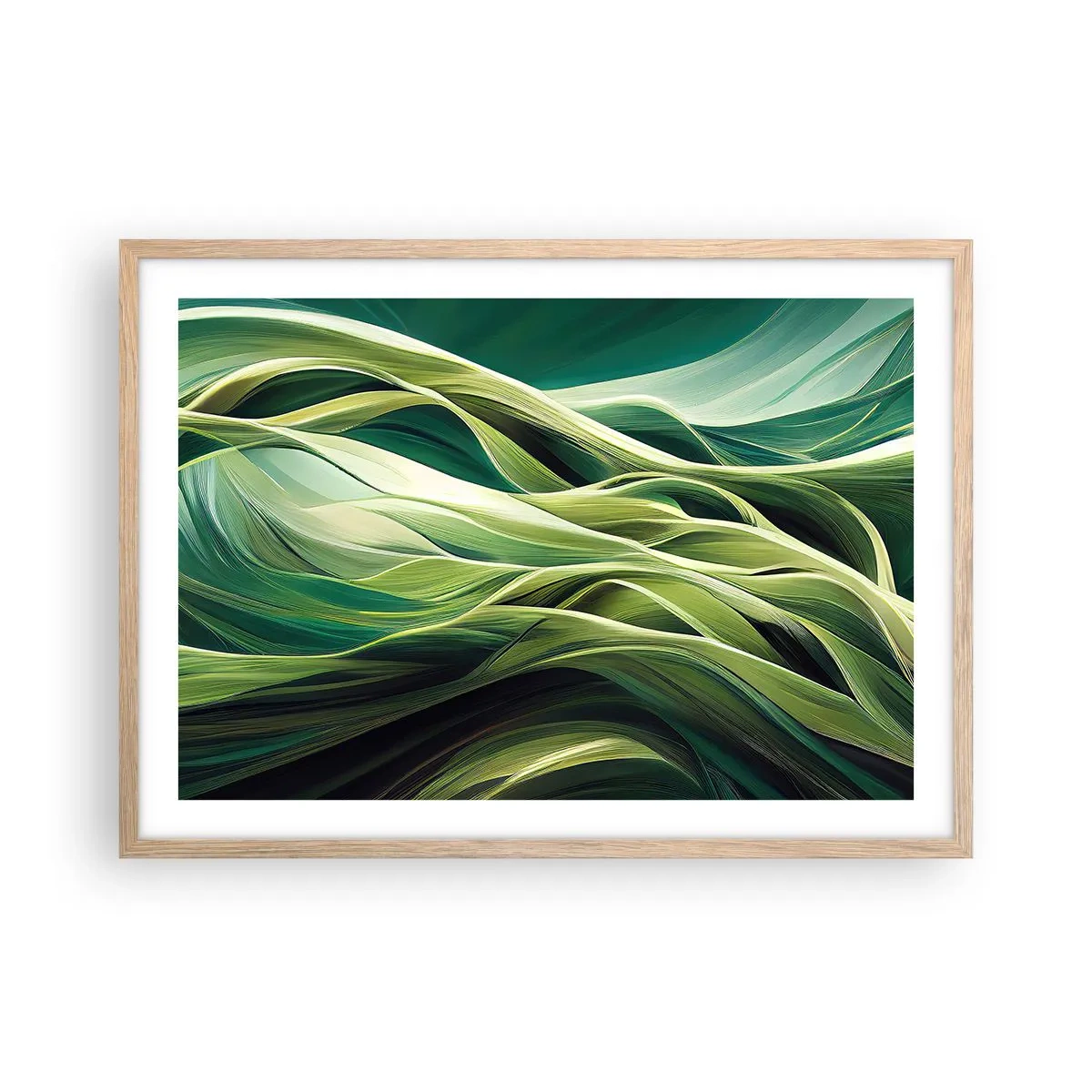 Affiche dans un chêne clair - Poster - Jeu de vert abstrait - 70x50 cm