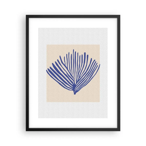 Affiche dans un cadre noir - Poster - Éventail bleu - 40x50 cm