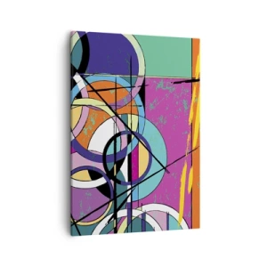 Impression sur toile - Image sur toile - Abstraction colorée avec des cercles géométriques - 50x70cm - Roues sur roues - Décoration murale moderne pour le salon et la chambre ARTTOR