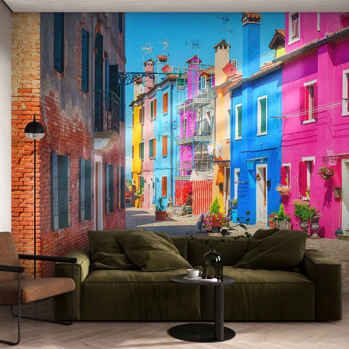 Papier Peint Autocollant Deluxe Sticker - Ville "Sous les perroquets" - Ville, Italie, Architecture - 250x175 cm