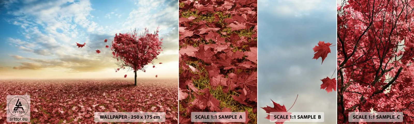 Échantillon De Papier Peint Standard Eco - Vous allez aussi aimer l'automne - Paysage, Graphique, Arbre - 100x30 cm