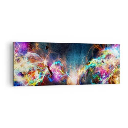Impression sur toile - Image sur toile - Des éclairs de lumière colorés dans une composition abstraite - 140x50cm - Joyeusement contre l'obscurité - Décoration murale moderne pour le salon et la chambre ARTTOR