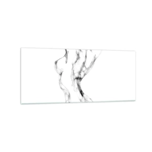 Impression sur verre - Image sur verre - Des lignes délicates et abstraites ressemblant à des traînées de fumée sur un fond clair - 120x50cm - Belle et forte - Décoration murale moderne pour le salon et la chambre ARTTOR