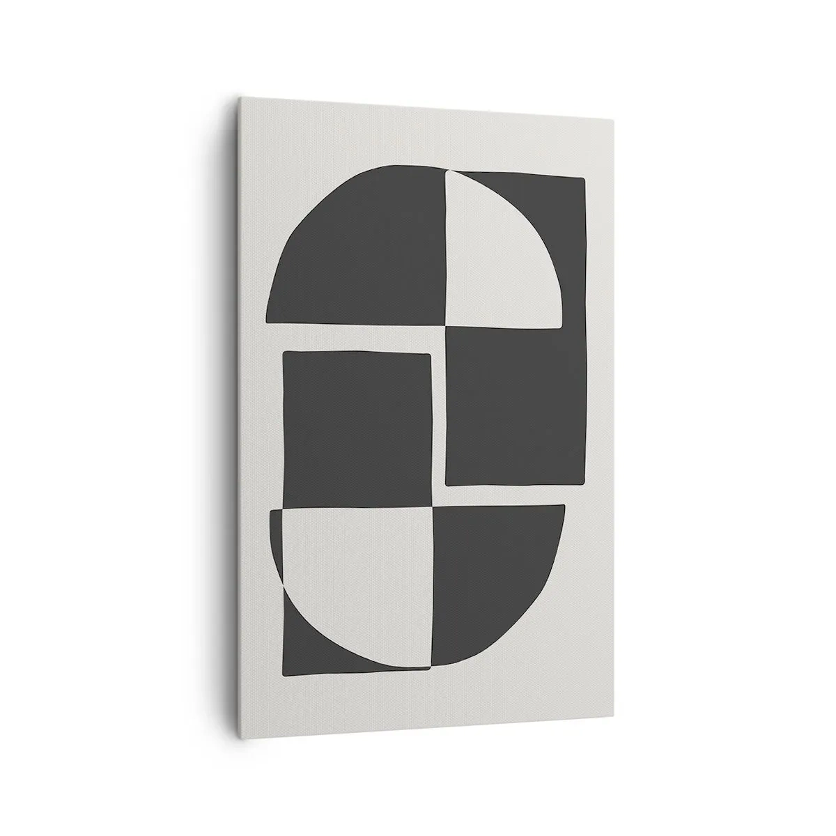 Impression sur toile - Image sur toile - Formes géométriques abstraites en noir et blanc - 80x120cm - Antithèse - Synthèse - Décoration murale moderne pour le salon et la chambre ARTTOR