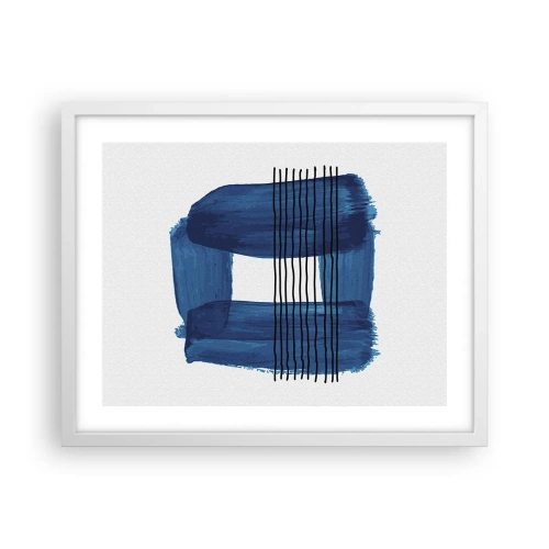 Affiche dans un cadre blanc - Poster - Composition noire-bleue - 50x40 cm